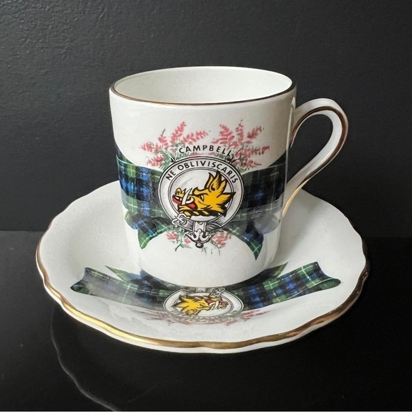 Clan Campbell Demitasse Cup and Saucer Tartan Crest Royal Grafton Bone China - Picture 1 of 9